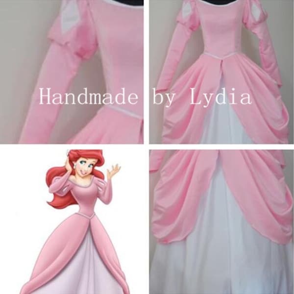 Fatto a mano - Abito rosa di Ariel, costume di Ariel, costume da principessa Ariel per cosplay, disponibile per adulti e bambini