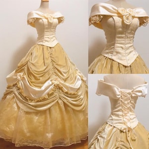 Handmade Cosplay Deluxe Belle Kleid, Belle Kostüm Kleid, Belle Cosplay Kostüm Erwachsene/Kind Bild 1