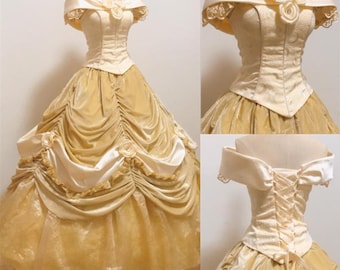 Hecho a mano - Cosplay Deluxe Belle Dress, Belle Costume Dress, Belle Cosplay Costume Adulto/Niño