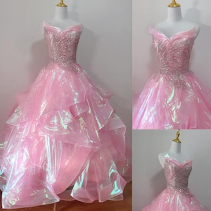 Handmade - Cosplay Ariana Glinda Costume, Pink Glinda Dress The Good Witch Costume Adult Kid Plus Size Available