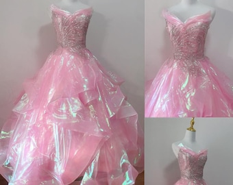 Handmade - Cosplay Ariana Glinda Costume, Pink Glinda Dress The Good Witch Costume Adult Kid Plus Size Available