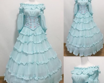 fitted lace wedding dress Posh Peanut Girl's Disney's The Little Mermaid Magical Mermaid Twirl Dress in Blue, 10Y-12Y, Viscose from Bamboo main image 1