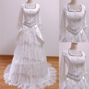 Handgemaakt - Christine Daae-kostuum, witte Christine Daae-cosplayjurk volwassenen