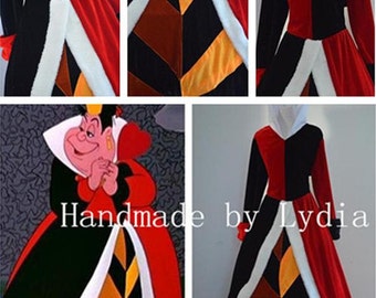 Handmade - Alice in Wonderland Red Queen Costume, Queen of Hearts Costume, Queen of Hearts Dress