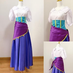 Handmade - Cosplay Esmeralda Costume, Esmeralda Dress, Esmeralda Halloween Costume Adult/Kid Available