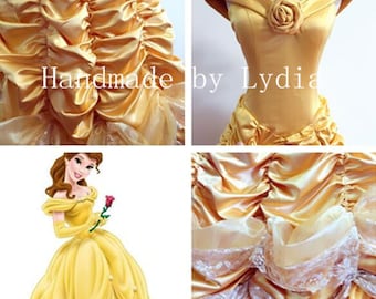 Handmade - Belle Dress, Belle Costume, Princess Belle Dress, Belle Dress Adult/kid, Belle Costume Adult/Kid