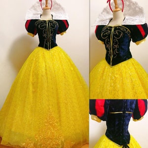 Handmade - Cosplay Deluxe Snow White Costume, Princess Snow White Dress, Snow White Cosplay Costume Adult/kid Available