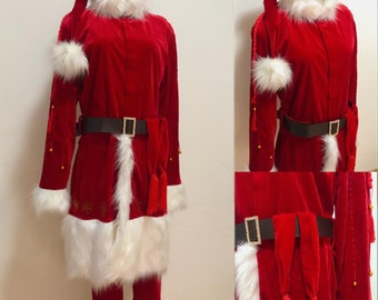 Handgemacht - Cosplay Santa Clause Kostüm, Santa Claus Cosplay Kostüm, Santa Full Outfit Cosplay Kostüm männlich / weiblich verfügbar