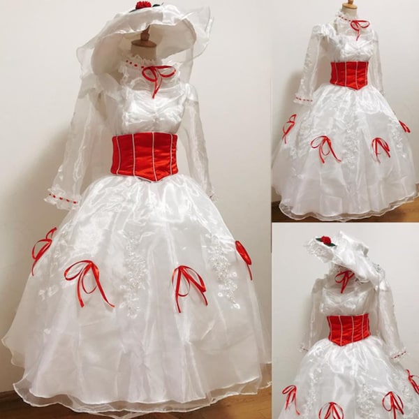 Hecho a mano - Cosplay Mary Poppins Costume, Mary Poppins Dress, Mary Poppins Outfits Cosplay Costume Adulto/niño Disponible
