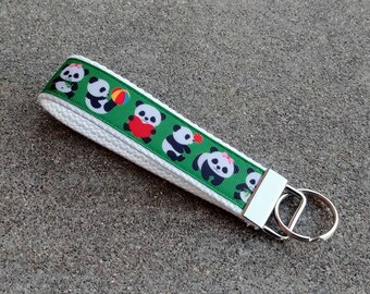Panda Bear Key Fob Wristlet Keychain Keyring