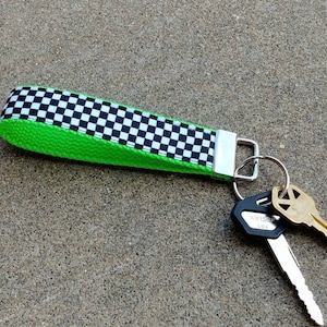Checker Race Flag Key Fob Wristlet! Checkered Flag Ribbon. Custom Keychain. Motorcycle. ATV. Race Car. Nascar. Gift for Boyfriend. Race Flag