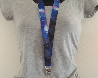 Galaxy Lanyard! Outer Space Ribbon Lanyard. Astronomy ID Badge Holder. Science Name Badge. Star Gazer. Milky Way. Gift for Friend. Cruise ID