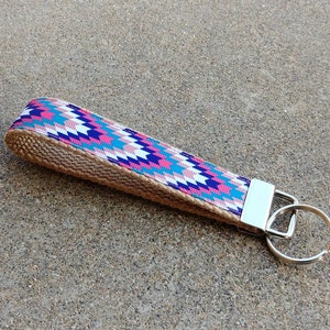 Sierra Nevada Key Fob Wristlet! Southwest Fabric Key Chain. Navajo Pattern. Gift for Girlfriend. Western Style Key Fob. Stocking Stuffer