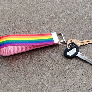 Pride Key Rainbow Pride Key Fob Wristlet! LGBTQ Flag Ribbon Key Chain. Gay Pride ...