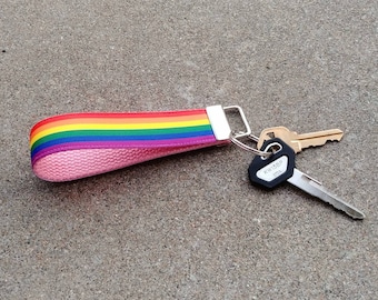 Rainbow Pride Key Fob Wristlet! LGBTQ Flag Ribbon Key Chain. Gay Pride. Love is Love. Rainbow Keychain. LGBTQ+ Support. Gift for Girlfriend