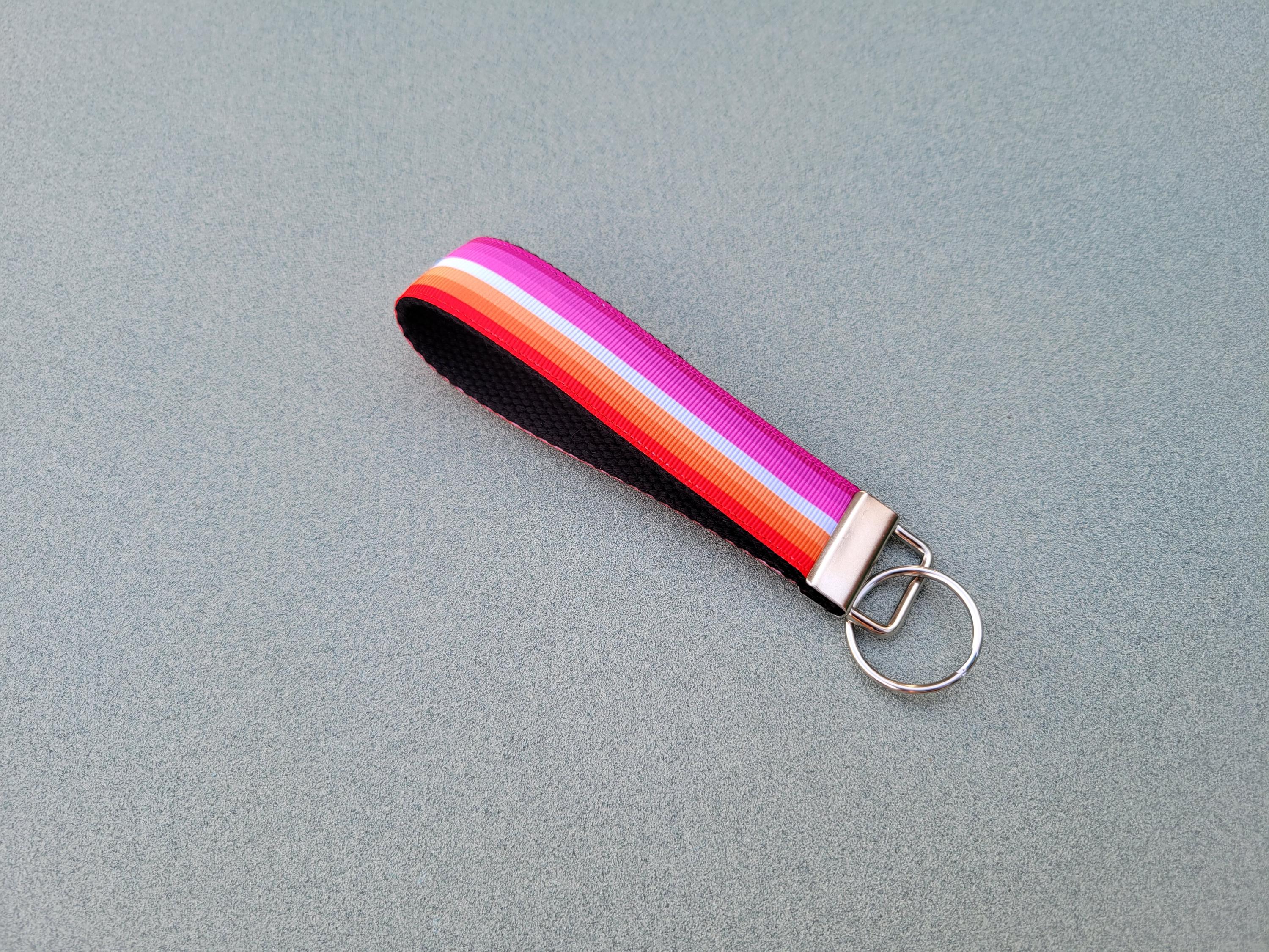 Pride Key Lesbian Pride Key Fob Wristlet! LGBTQ Flag Ribbon Key Chain. Gay Pride ...