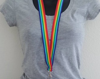 Rainbow Pride Lanyard! LGBTQ Flag Ribbon Lanyard. Gay Pride ID Holder. Love is Love Name Badge. Gift for Girlfriend. Cruise Lanyard. LGBTQ+