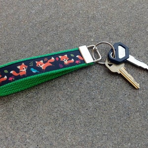 Fox Woodland Frolic Key Fob Wristlet! Foxes Keychain. Fall Harvest Fabric Key Chain. Gift for Mom. Custom Key Chain. Teacher Gift