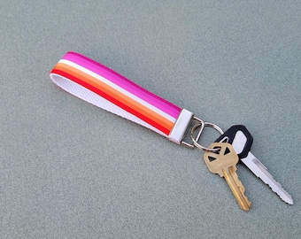 Lesbian Pride Key Fob Wristlet! LGBTQ Flag Ribbon Key Chain. Gay Pride. Love is Love. Rainbow Keychain. LGBTQ+ Support. Gift for Girlfriend