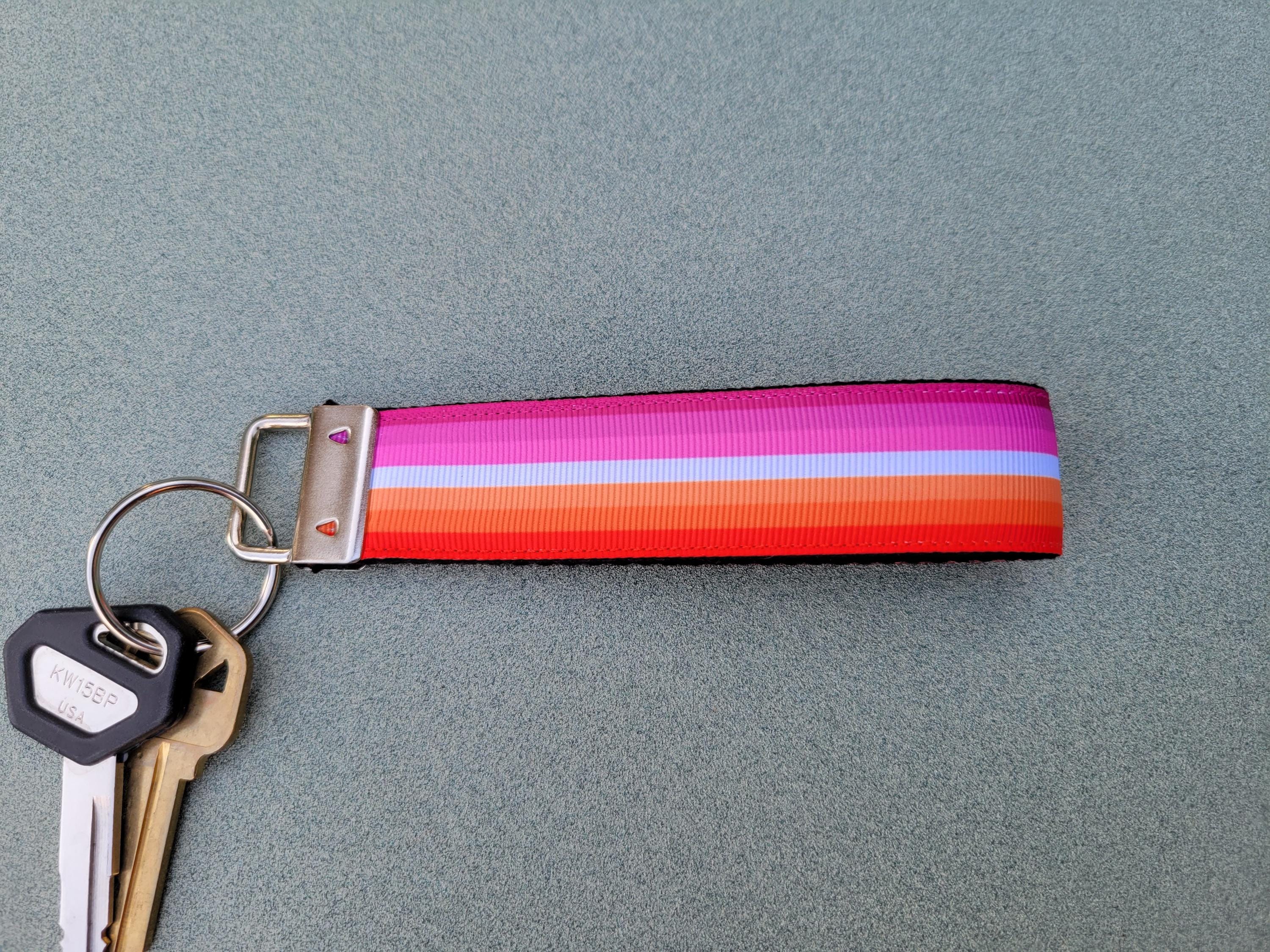 Pride Key Lesbian Pride Key Fob Wristlet! LGBTQ Flag Ribbon Key Chain. Gay Pride ...