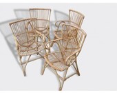 Vintage bamboo rattan armchair  1950 - France