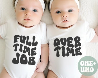 Twin Baby Onesies Baby Twin Outfits Twin Baby Shirts Funny Twin Onesies Twin Shower Gift For Twin Mom Wavey Letters Onesie® Retro Onesie