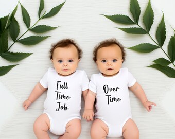 Twin Onesies Set Cute Matching Twin Outfits Twin Gift Idea Twin Baby Shower Gift Funny Twin Onesies Bodysuits For Baby Twins