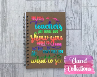 Los mejores profesores - Regalo de despedida de fin de curso - Cuaderno de bocetos con dorso de cartulina A5 o A4 - con impresión en papel metálico real - con líneas en blanco