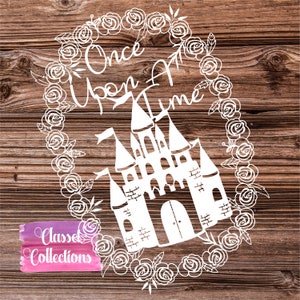 Once upon a time - castle fairytale - papercut template - personal and commercial use