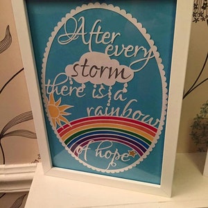 After Every Storm - rainbow of hope papercut template - personal and commercial use