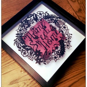 Home Sweet Home Floral papercut template - personal and commercial use
