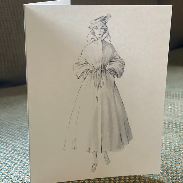 Vintage Original 1940’s Fashion Illustration Note Cards