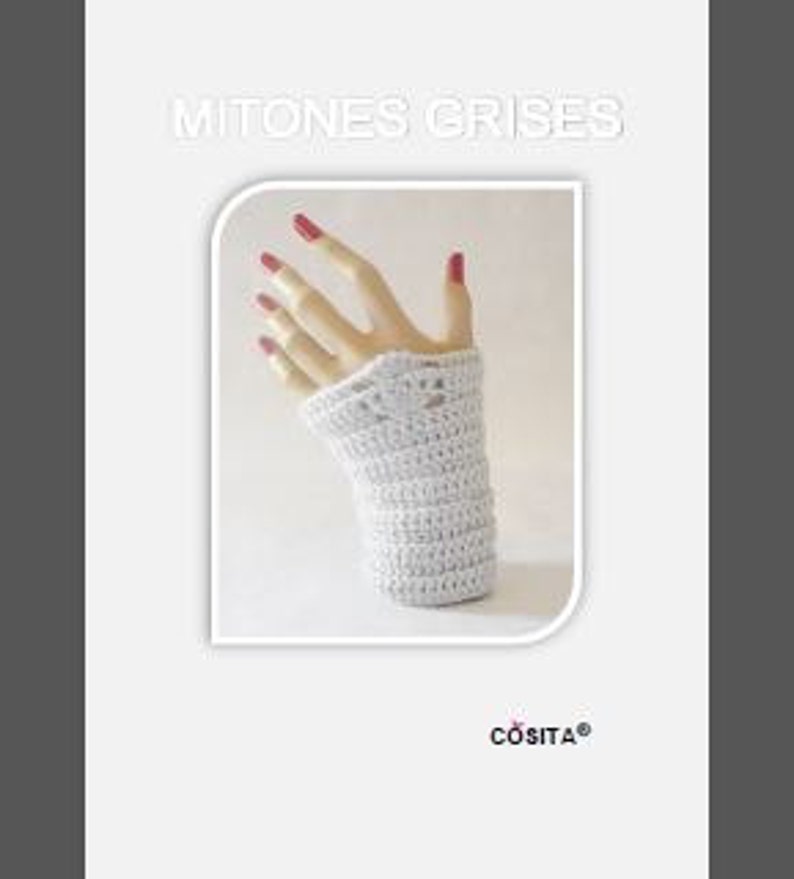 Crochet PDF PATTERN With Chart Grey Mittens, Fingerless Gloves in