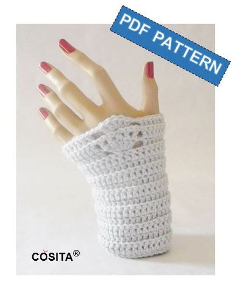 Crochet PDF PATTERN With Chart Grey Mittens, Fingerless Gloves in