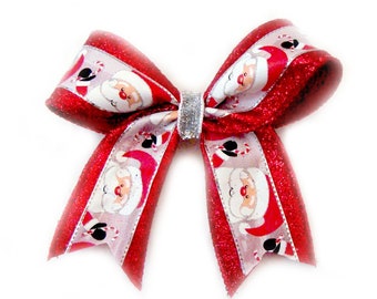 SMILING SANTA CLAUS glitter ribbon (large bow)