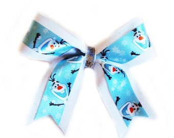 SMILING OLAF on white ribbon (large bow)