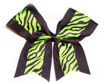 LIME ZEBRA print ribbon (extra large bow)