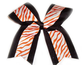 ORANGE ZEBRA print ribbon (extra large bow)