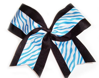 LIGHT BLUE ZEBRA print ribbon (extra large bow)