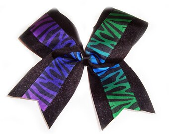 DARK RAINBOW ZEBRA print ribbon (extra large bow)