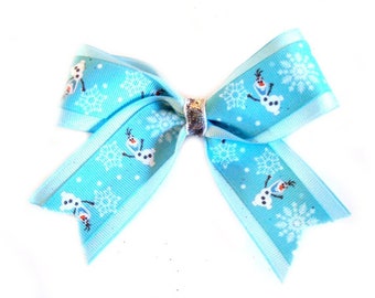 DANCING OLAF on blue ribbon (large bow)