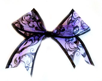 DANCING SKULLS purple ribbon (large bow)