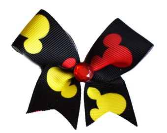 MICKEY MOUSE black, red, and yellow ribbon (small bow)