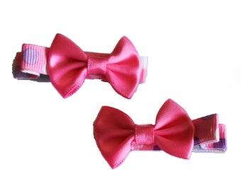 PINK BOW on pink, purple, and white polka dot ribbon (set)