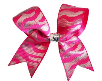 SHIMMERING PINK ZEBRA ribbon (large bow)