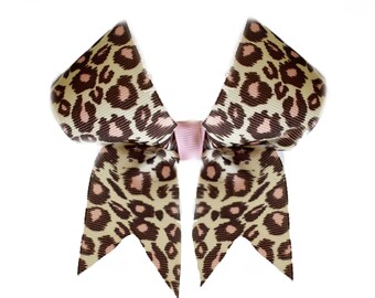 LEOPARD print pink and tan (large bow)