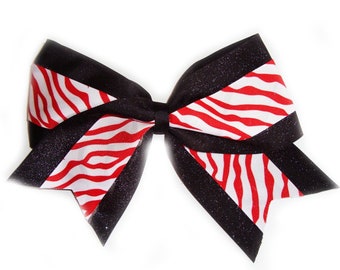 RED AND WHITE zebra print ribbon (extra large bow)
