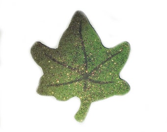 GLITTER LEAF hair clip or pin - green