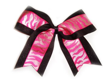 SILVER PINK ZEBRA ribbon (extra large bow)