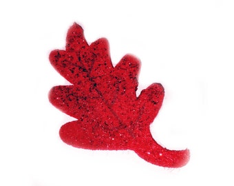 GLITTER LEAF hair clip or pin - red